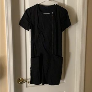 Theory size 4 black mini dress with pockets.